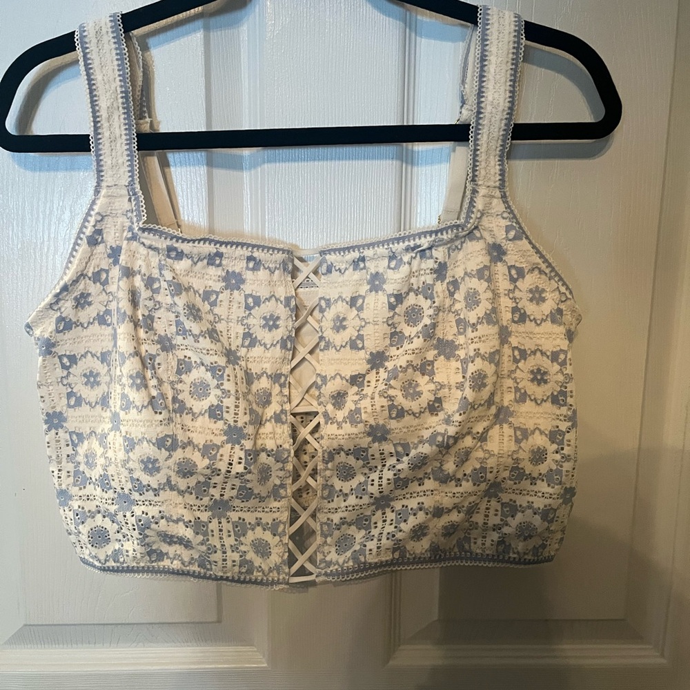 Aerie Gray and Brown Embellished Bustier Tank Top